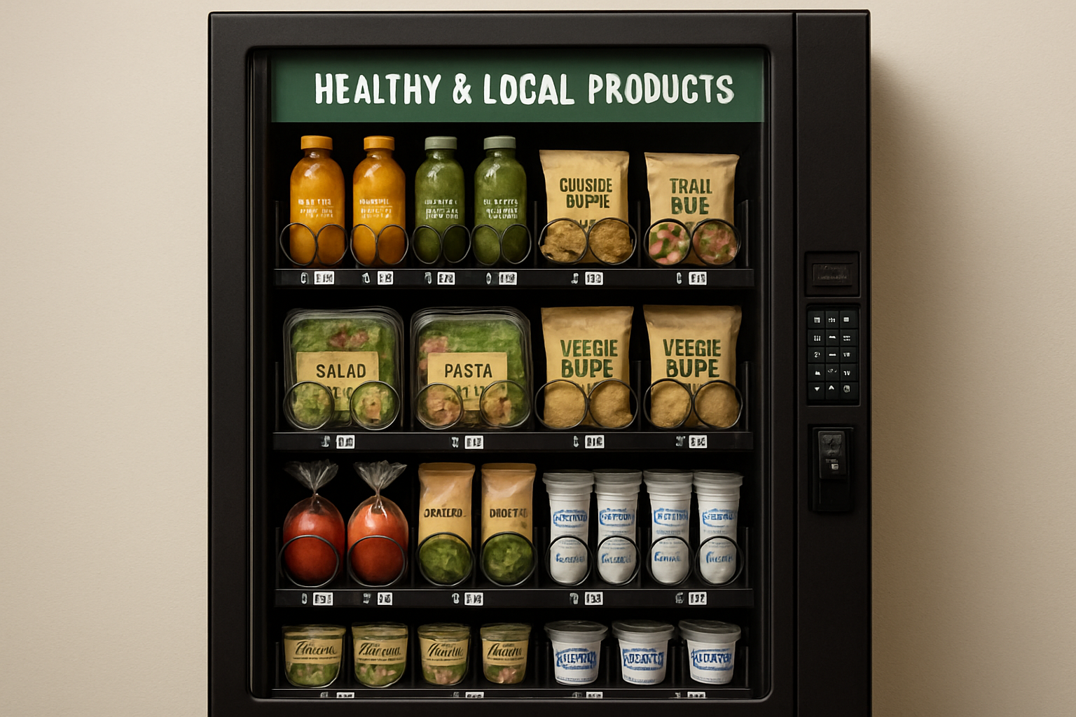 Vending machine stocked with healthy and local products